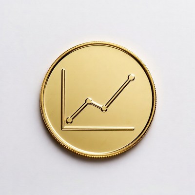Golden coin with upward graph