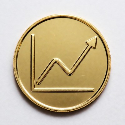 Gold coin with upward trend chart