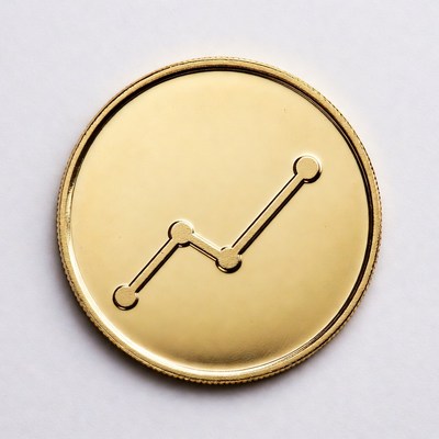Gold Coin with Upward Trend Graph