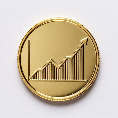Gold Coin with Growth Chart
