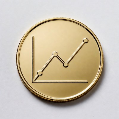 Gold Coin with Upward Trend Graph