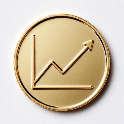 Gold Coin with Upward Chart