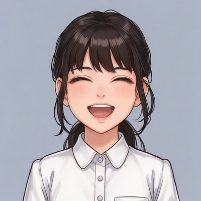 Anime girl smiling happily