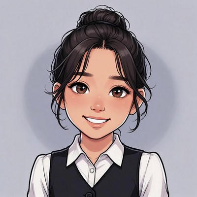 Anime girl with bun hairstyle smiling