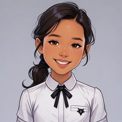 Asian girl smiling in school uniform
