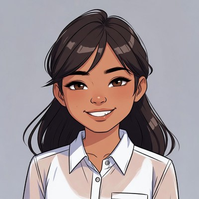 Smiling Asian girl in white shirt