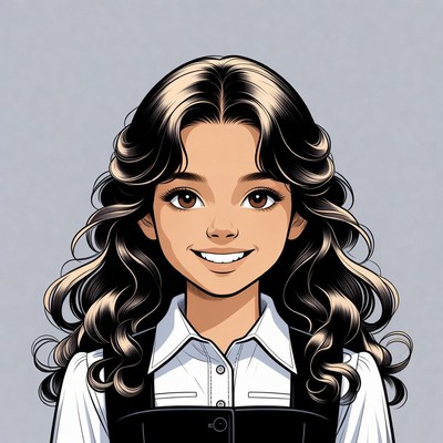 Smiling girl in school uniform illustration
