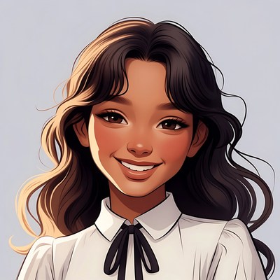 Smiling Asian girl in white blouse