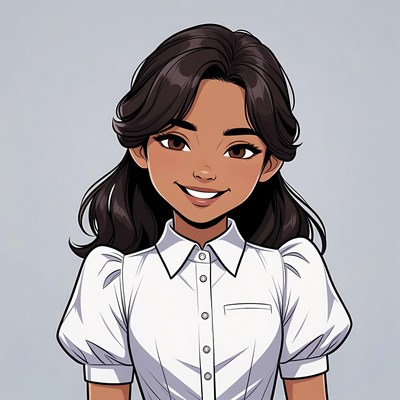 Smiling Asian girl in white blouse