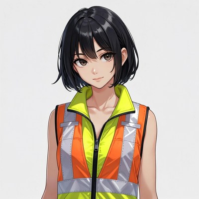 Anime girl in yellow safety vest
