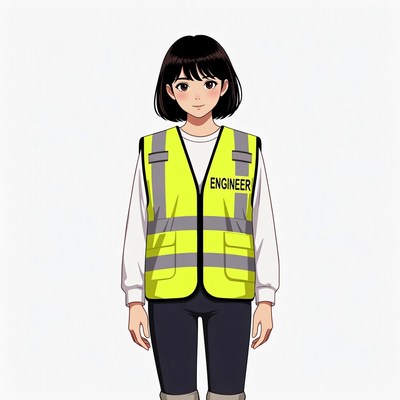 Anime girl wearing engineer vest