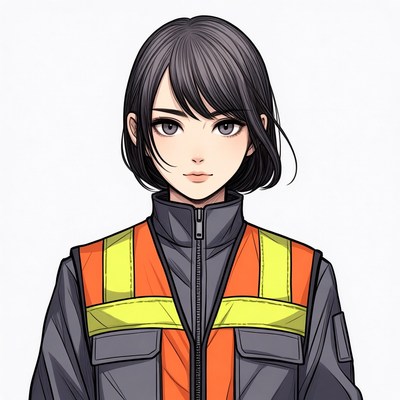 Anime girl in safety vest