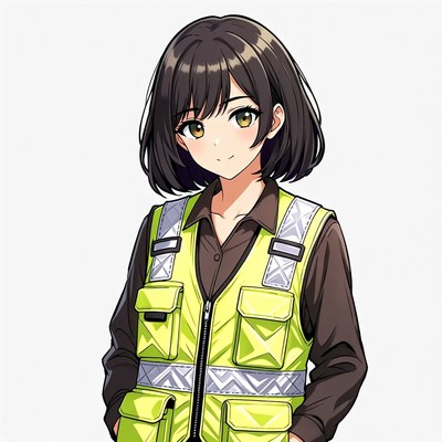 Anime girl in yellow safety vest