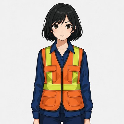 Anime girl in orange safety vest