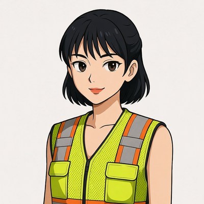 Anime girl in yellow safety vest