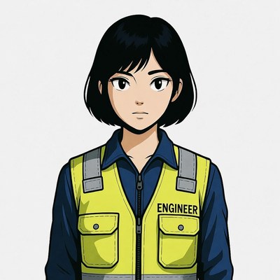 Asian woman engineer in safety vest