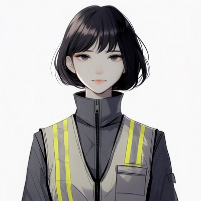 Anime girl in reflective vest