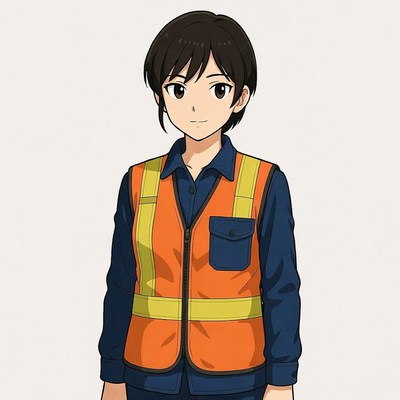 Anime girl in orange safety vest