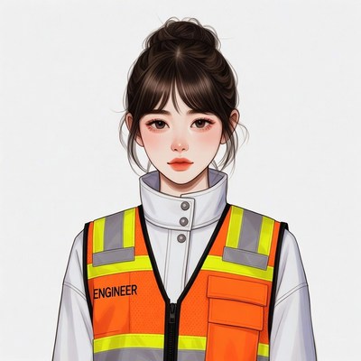 Asian woman engineer in safety vest