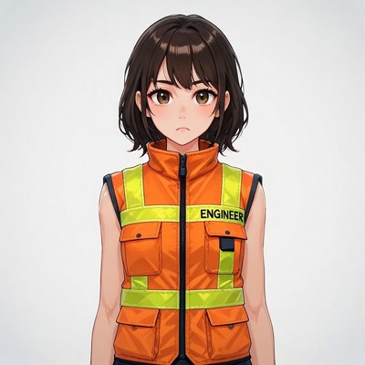 Anime girl in yellow engineer vest