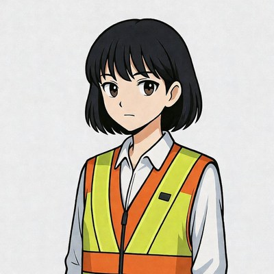 Anime girl in yellow safety vest