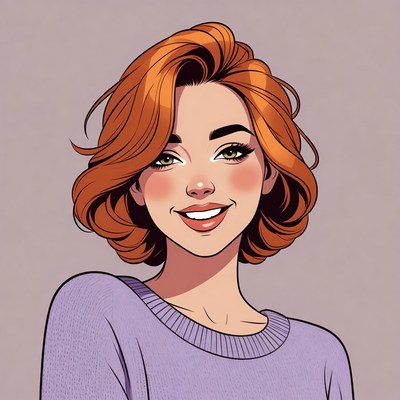 Smiling woman with red curly hair