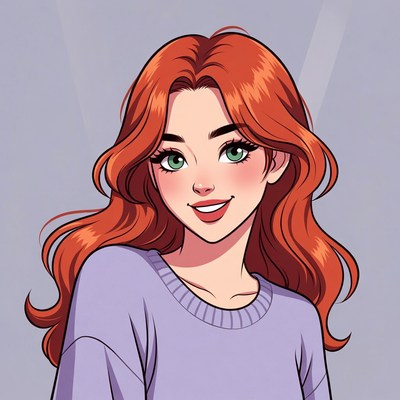 Smiling redhead woman in sweater