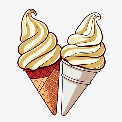 Two Vanilla Ice Cream Cones