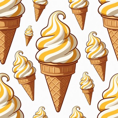 Swirl Vanilla Ice Cream Cones Pattern