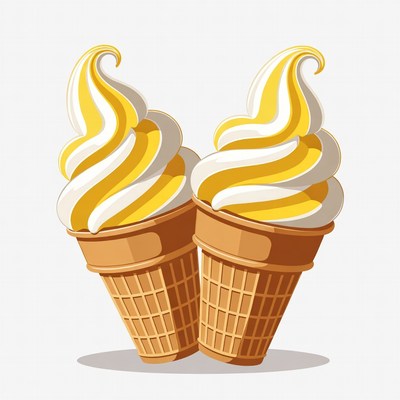 Two Vanilla Ice Cream Cones