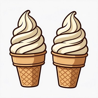 Two Vanilla Soft Serve Cones