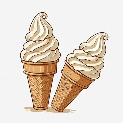 Two Vanilla Ice Cream Cones