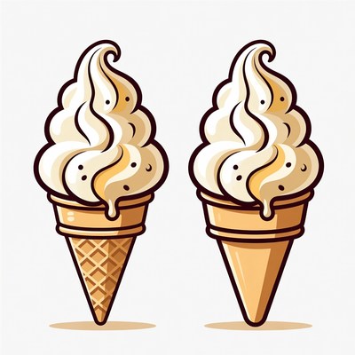 Two Soft Serve Ice Cream Cones