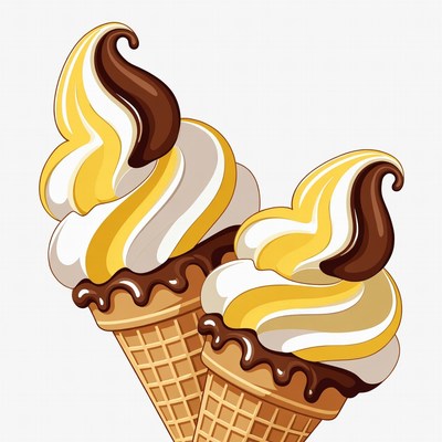 Vanilla Chocolate Swirl Ice Cream Cones