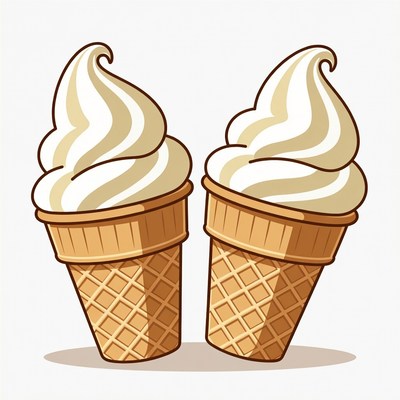 Two Vanilla Ice Cream Cones