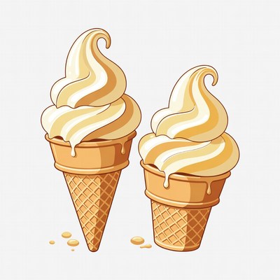 Two Vanilla Ice Cream Cones