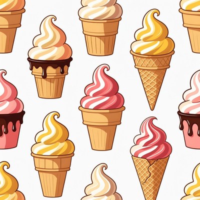 Colorful Ice Cream Cones Pattern