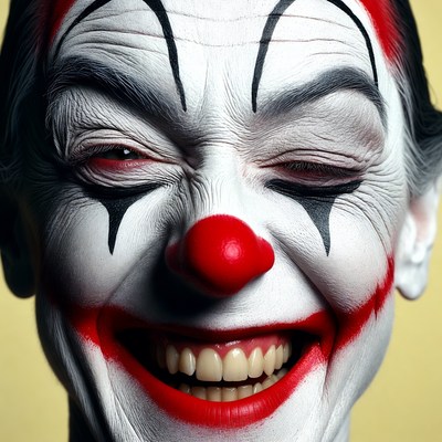 Clown with winking eye and big smile