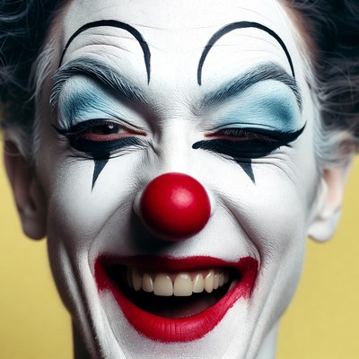 Clown winking with red nose