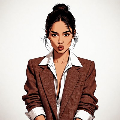 Asian woman in brown blazer