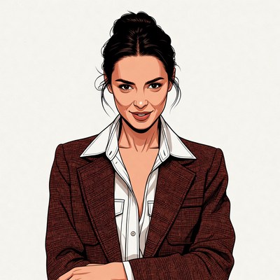 Woman in burgundy blazer smiling