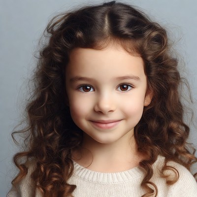 Smiling girl with curly hair