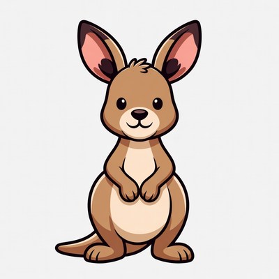 Cute cartoon kangaroo standing