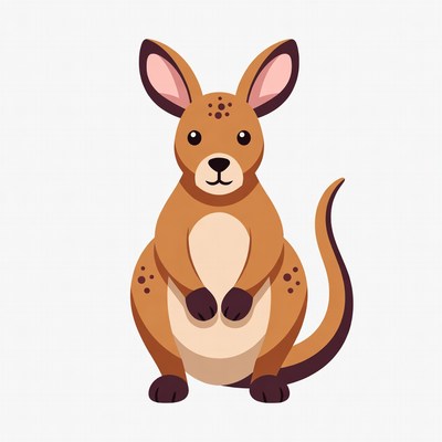 Cute cartoon wallaby standing