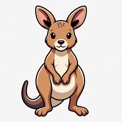 Cute cartoon wallaby standing