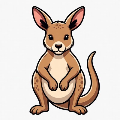 Cute cartoon wallaby standing