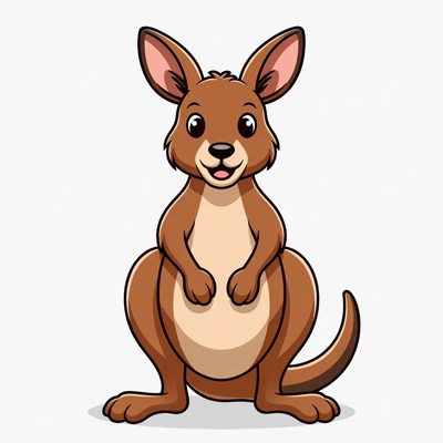 Cute Cartoon Kangaroo Standing