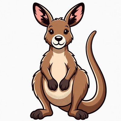 Cute cartoon kangaroo standing