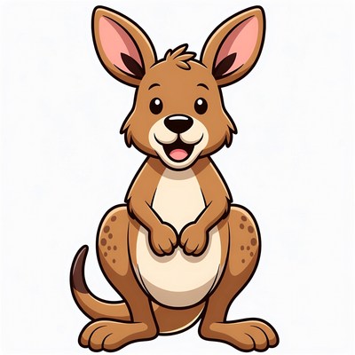 Cute cartoon kangaroo standing