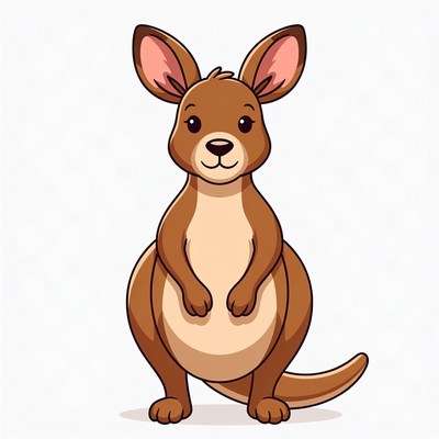 Cute cartoon kangaroo standing